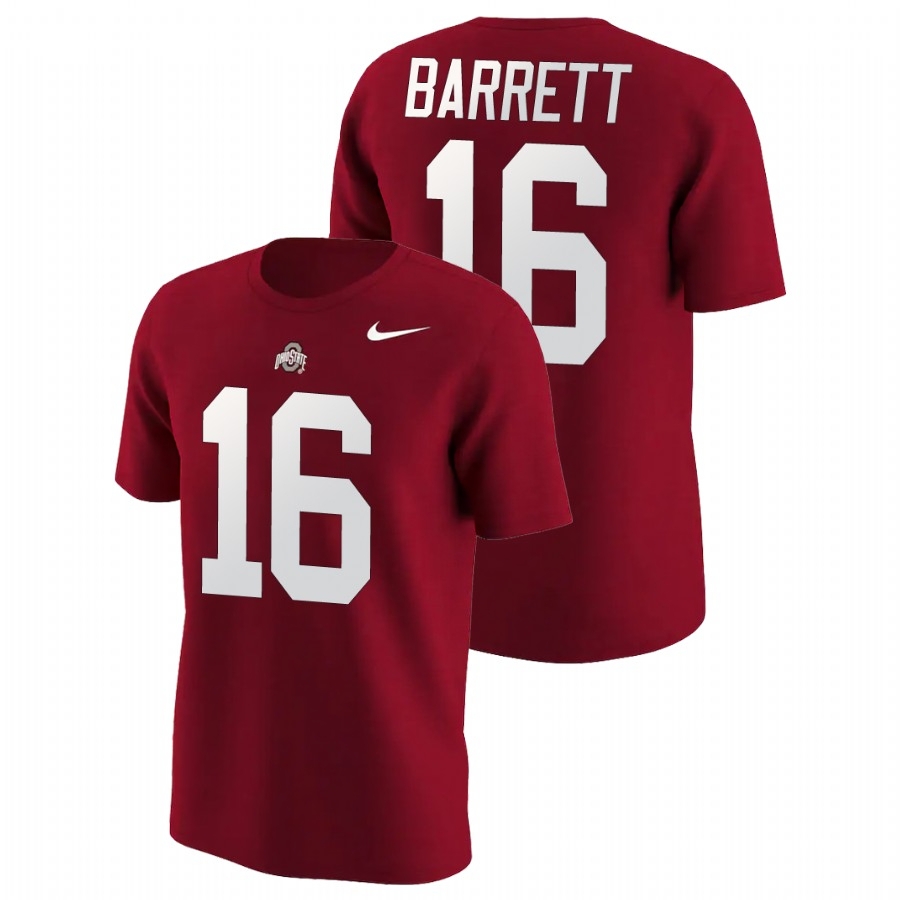 Ohio State Buckeyes Men's NCAA J.T. Barrett #16 Scarlet Name & Number College Football T-Shirt KOE7449HJ